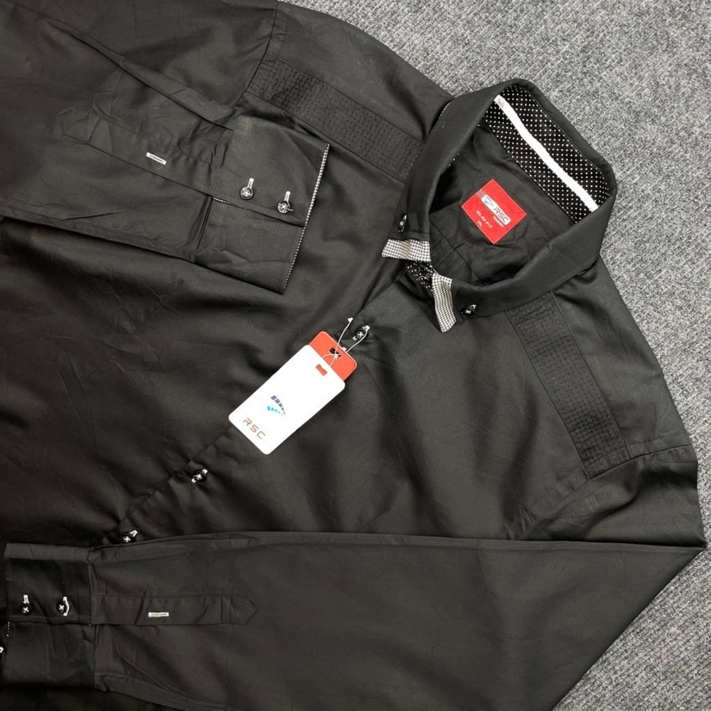RSC Slim Fit Button Down Shirt Black XXL Long Sleeve Modern Streetwear NWT
